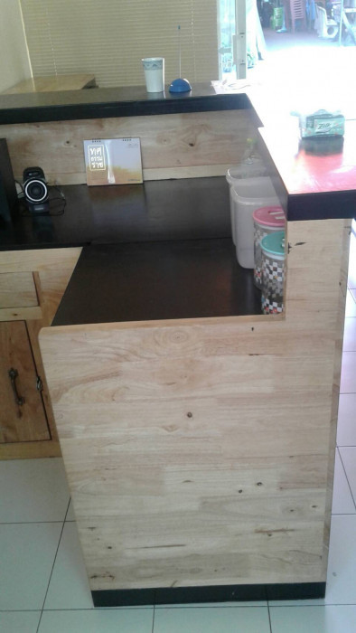 Wood Counter L Shaped 2 Levels